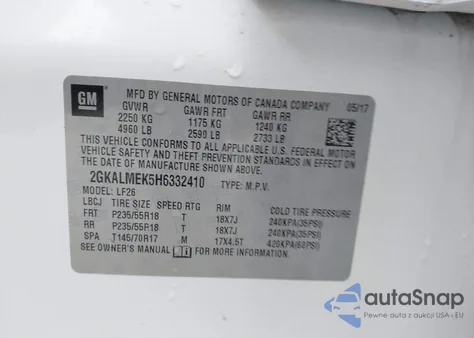 2017 GMC Terrain Sle-1 from USA, damaged, VIN 2GKALMEK5H6332410